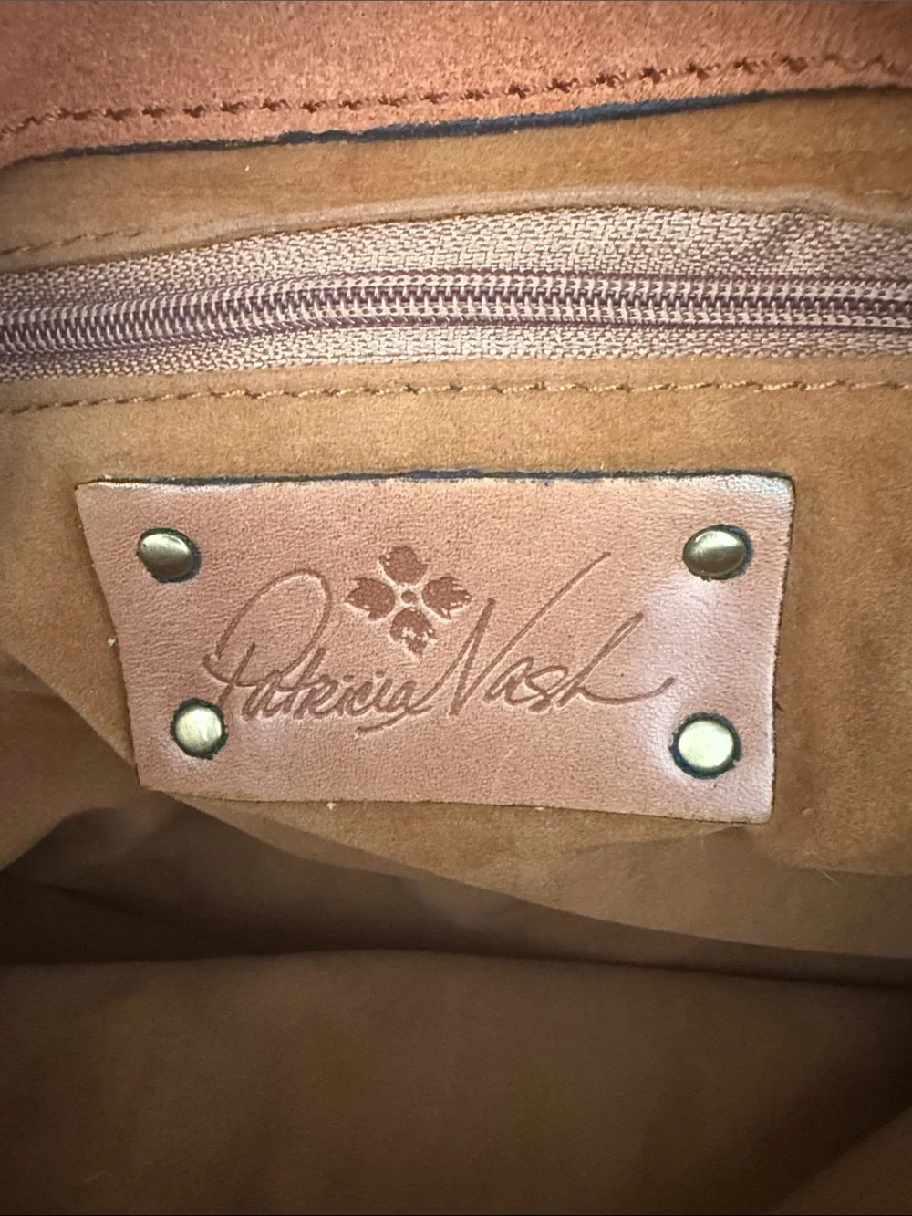 Patricia Nash Barattoli Tooled Genuine Leather Crossbody Bag Rust Brown